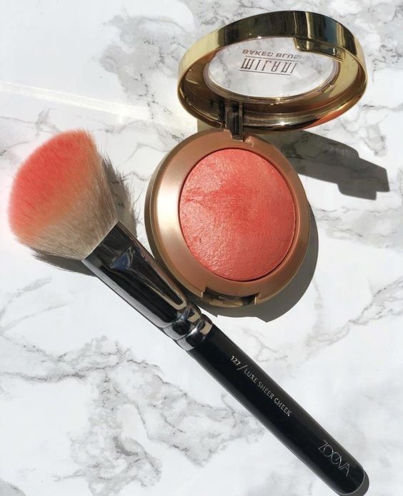 Blush on with brush