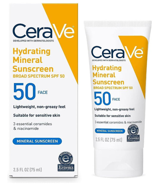 CeraVe Hydrating Mineral Sunscreen SPF 50 Face Lotion